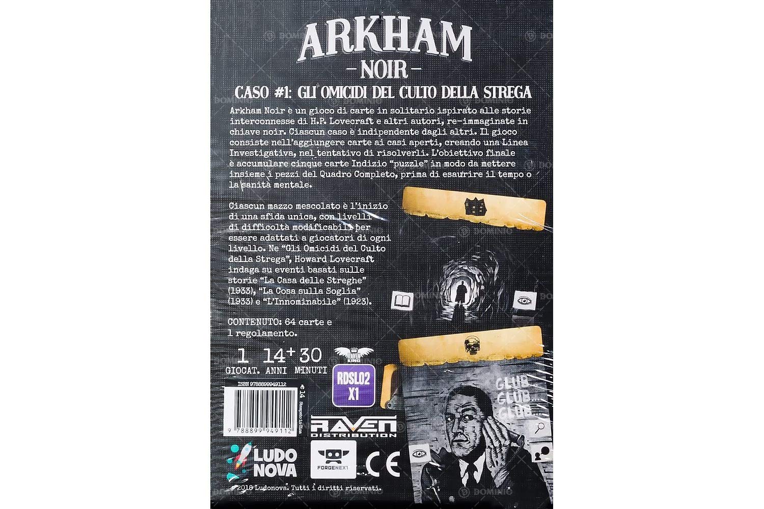 Raven Arkham Noir Caso 1 Omicidi Culto Strega gioco carte