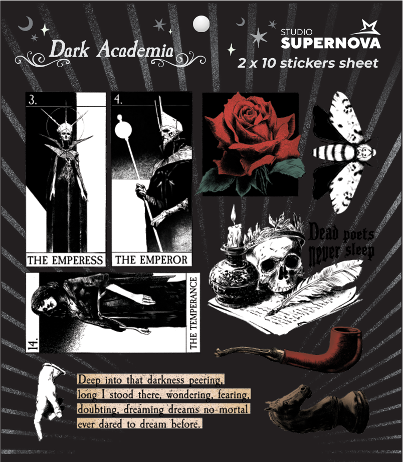 Studio Supernova Dark Academia 2 set sticker 20 pz vinile