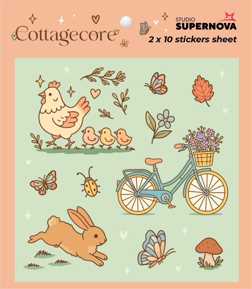 Studio Supernova Set Sticker Cottagecore 2 20 sticker vinile