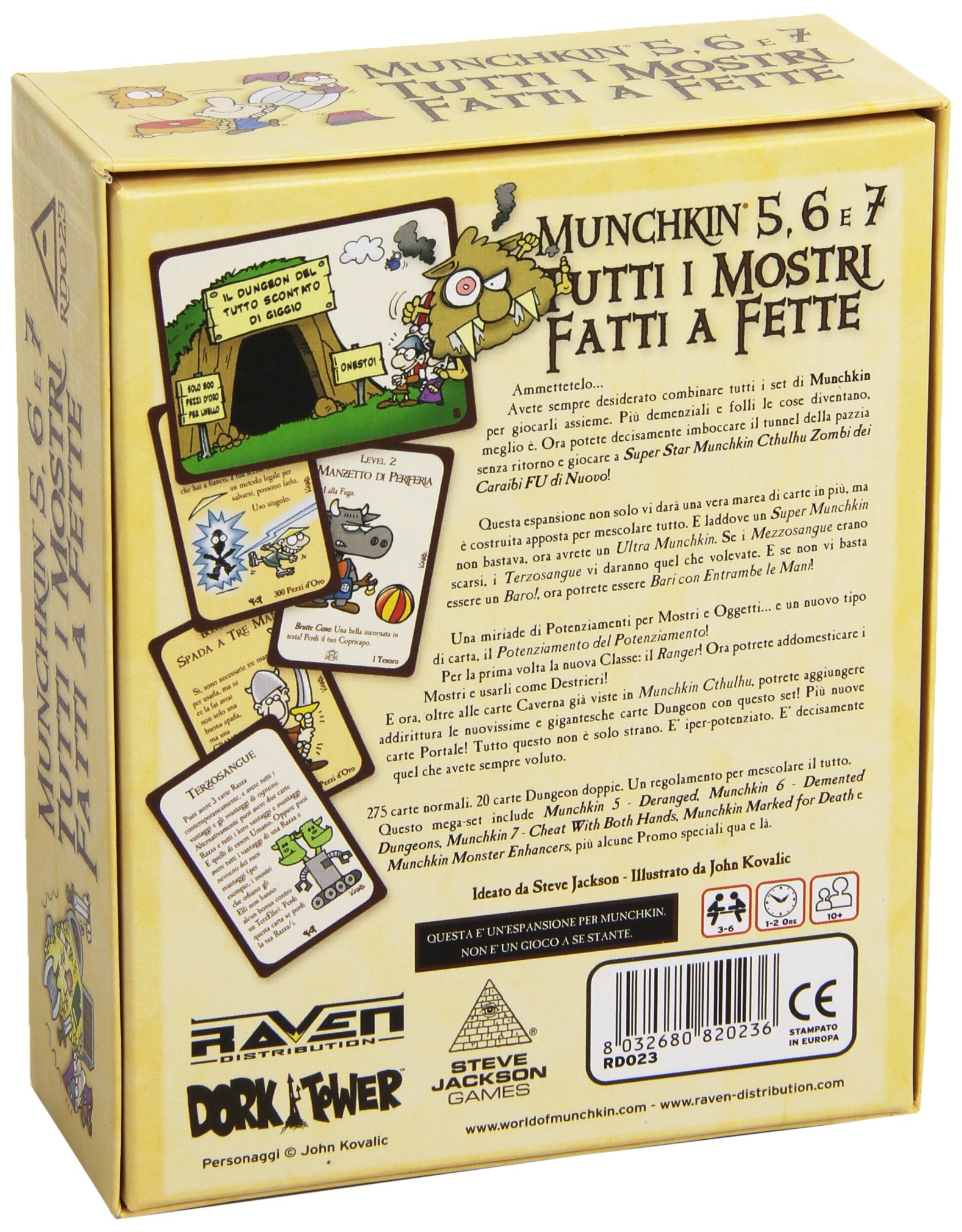 Raven Munchkin 5 6 e 7 Tutti i Mostri Fatti a Fette espansione con Ranger