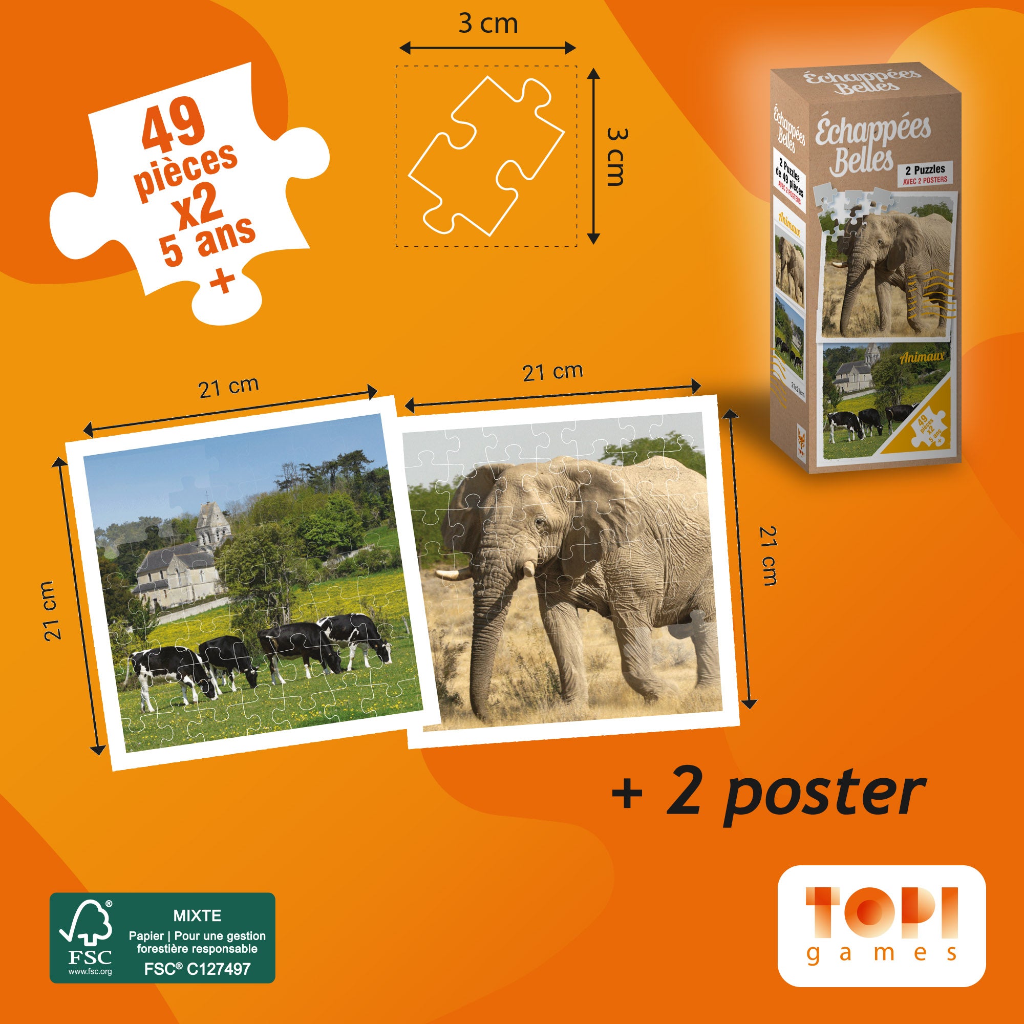 Topi Games Beautiful Escapes Animal Puzzles puzzle 2x49 pezzi animali