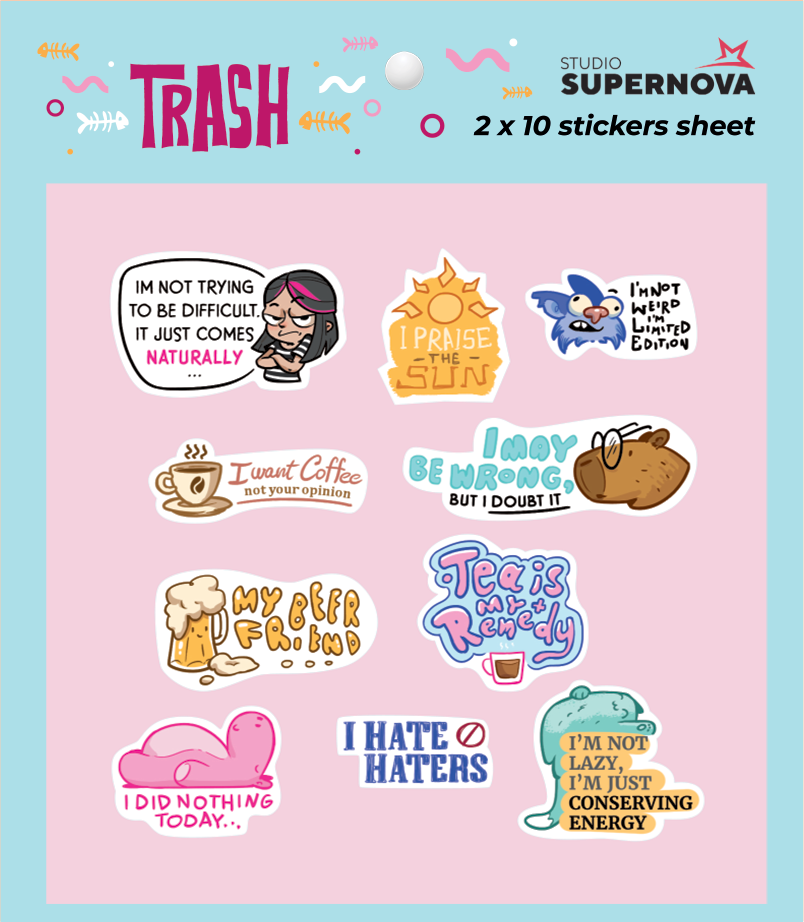 Studio Supernova Trash 3 set sticker 20 pz vinile