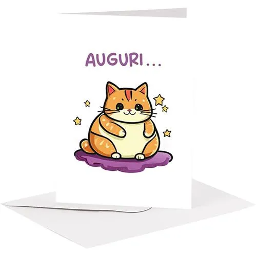 Studio Supernova BA18 Kawaii Gattone biglietto auguri con busta