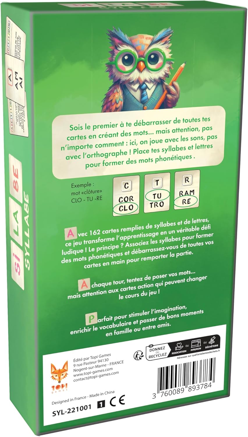 Topi Games Syllable gioco di carte sillabe fonetiche