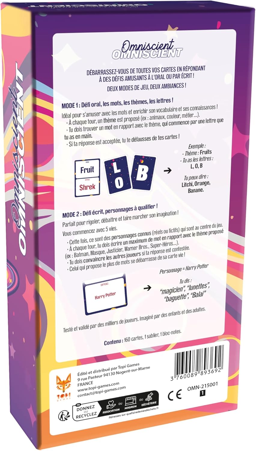 Topi Games Omniscient gioco di carte da 2 a 8 giocatori