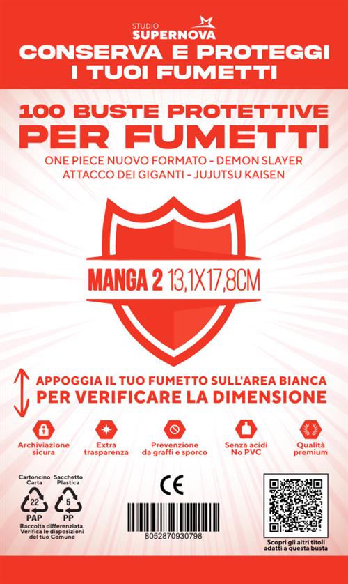 Studio Supernova Manga 2 buste protettive 100 pz 13,1x17,8