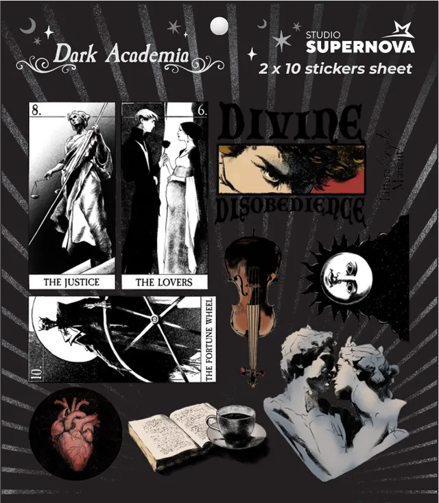 Studio Supernova Dark Academia 3 set 20 sticker in vinile