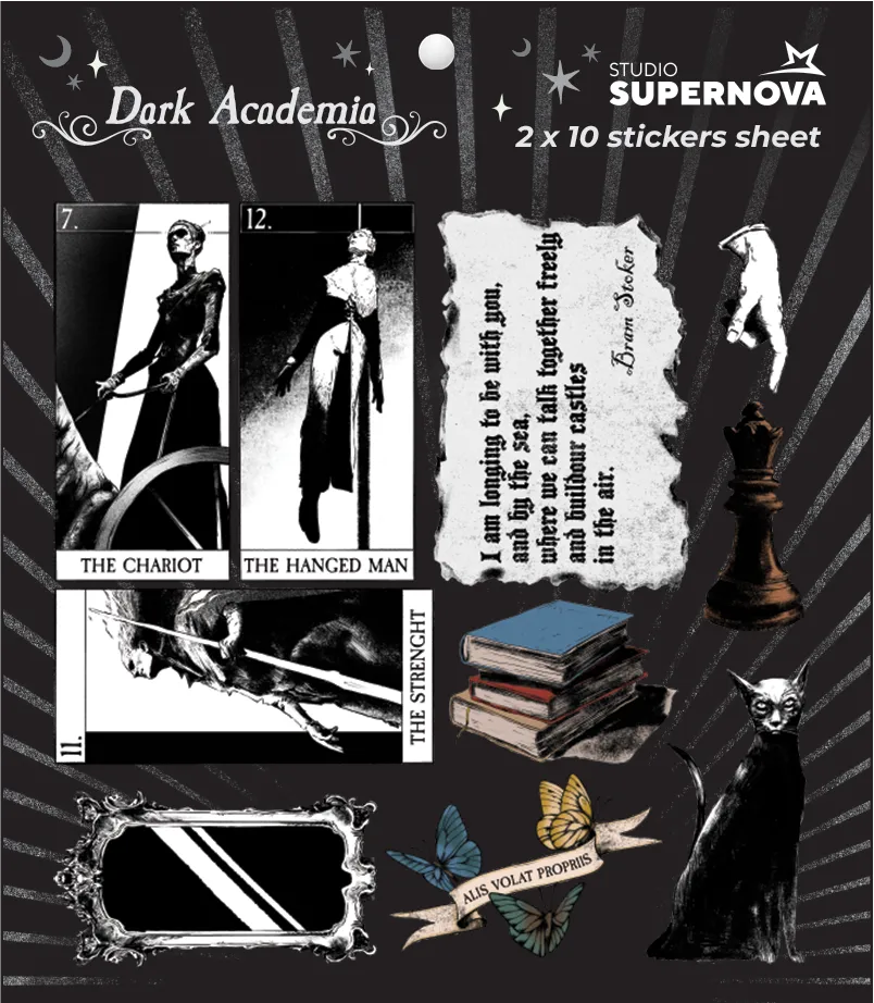Studio Supernova Dark Academia 1 set sticker 20 pz vinile