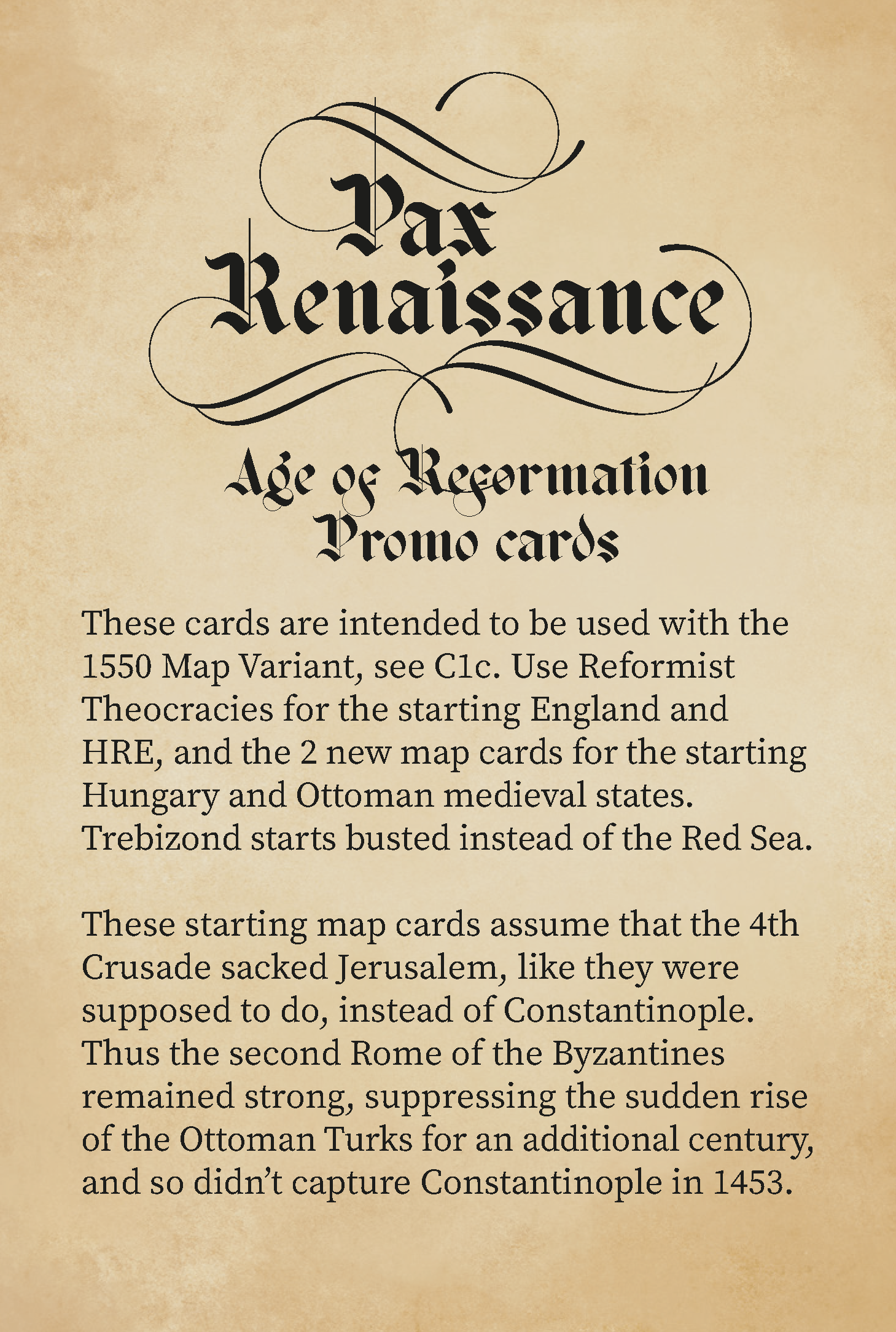 ION Pax Renaissance Age of Reformation carte promo 2ed