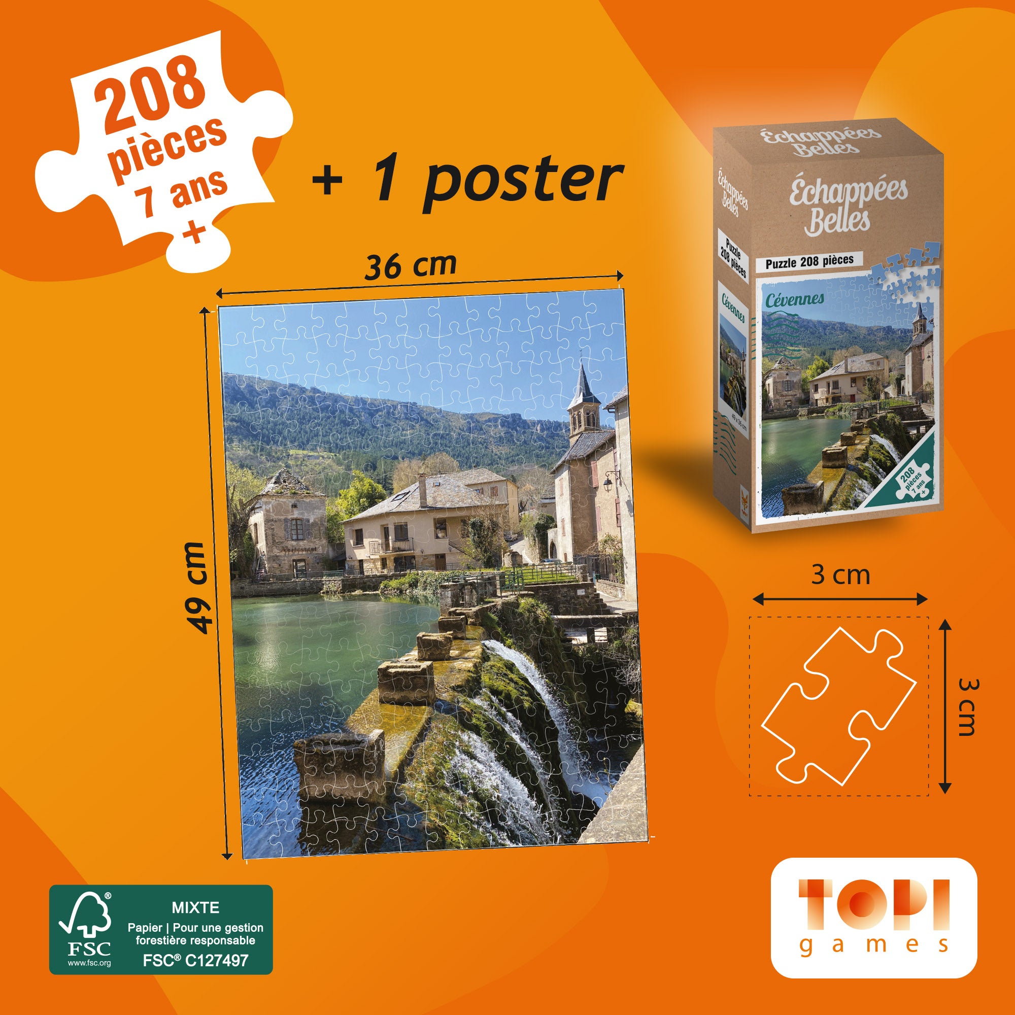 Topi Games Beautiful Escapes Cévennes puzzle 208 pezzi montagna