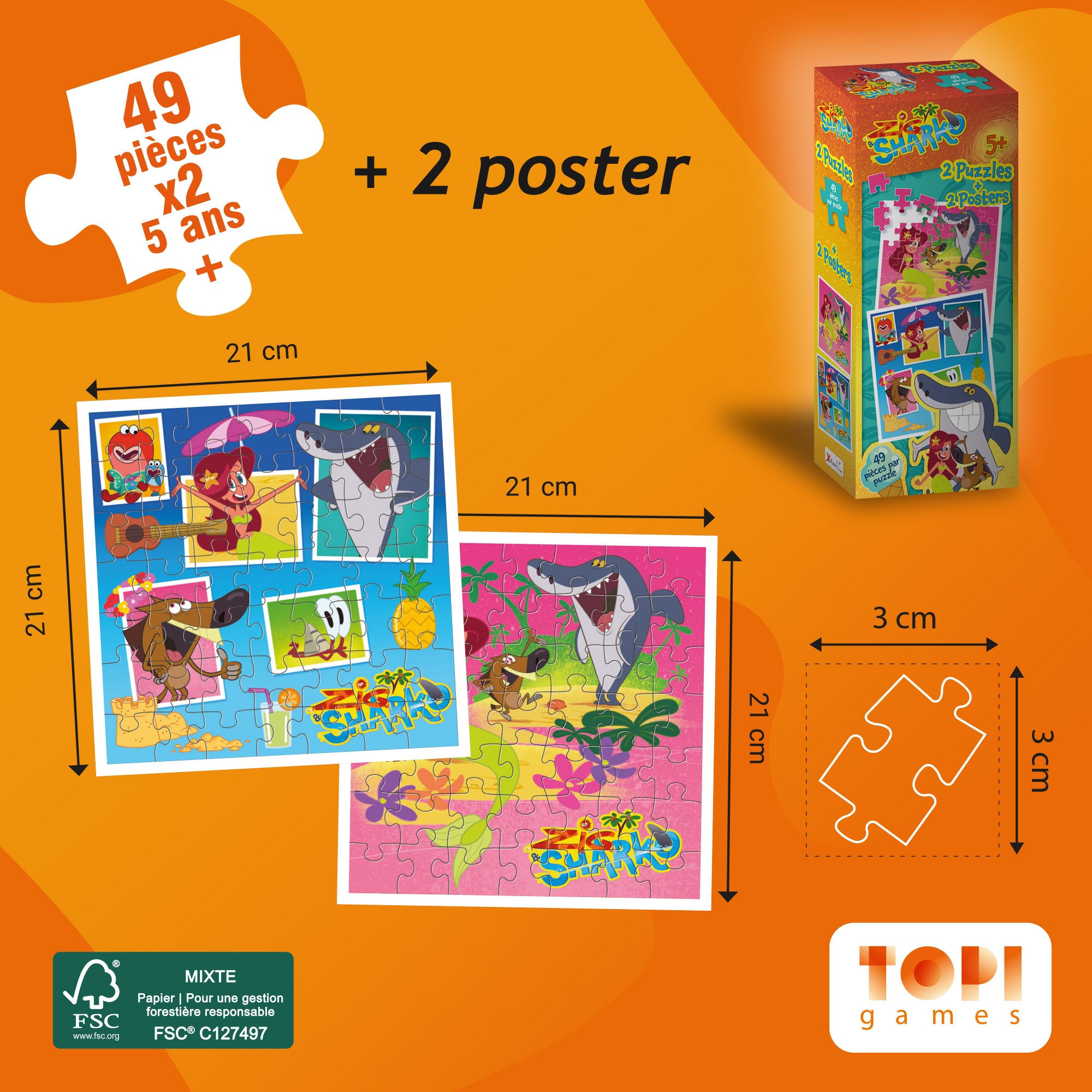 Topi Games Zig & Sharko puzzle 2x49 pezzi bambini