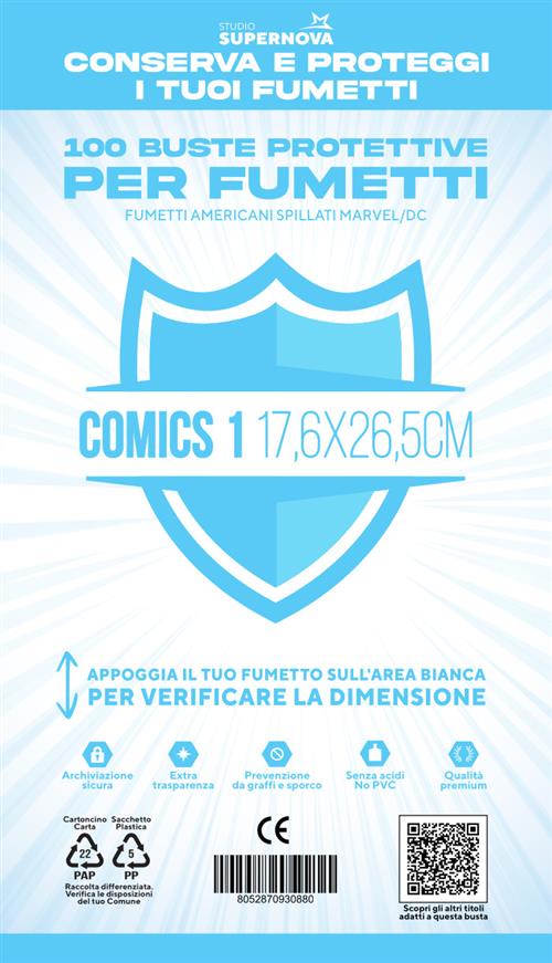 Studio Supernova Comics 1 buste protettive 100 pezzi 17,6x26,5