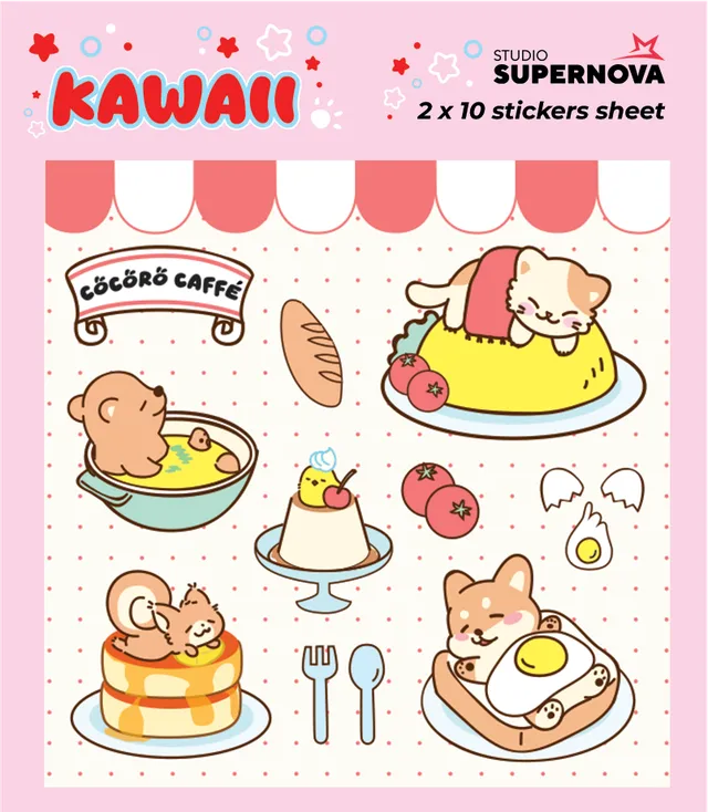 Studio Supernova Games Kawaii 2 set sticker vinile 20 pezzi