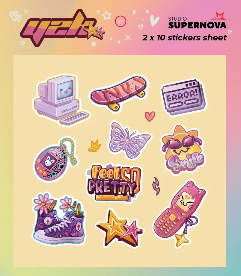 Studio Supernova Set Sticker Y2K 1 vinile 20 pezzi