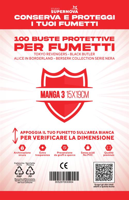 Studio Supernova Manga 3 bustine protettive 15x19 100 pezzi trasparenti
