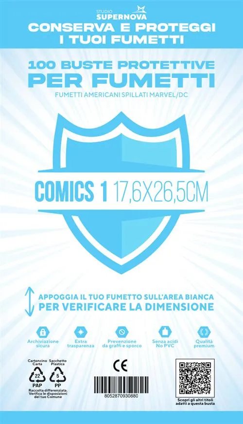 Studio Supernova Comics 1 buste protettive 100 pezzi 17,6x26,5