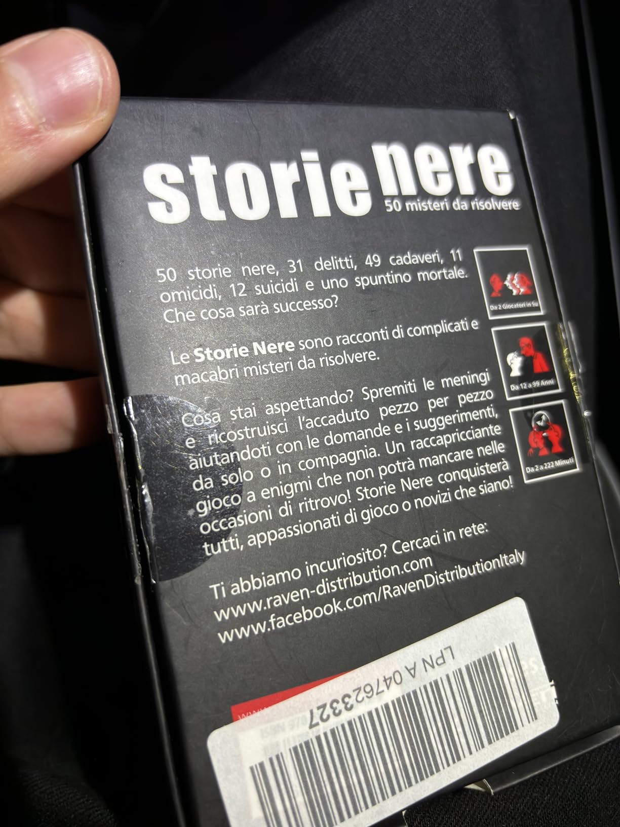 Raven Storie Nere gioco di carte 50 misteri da risolvere