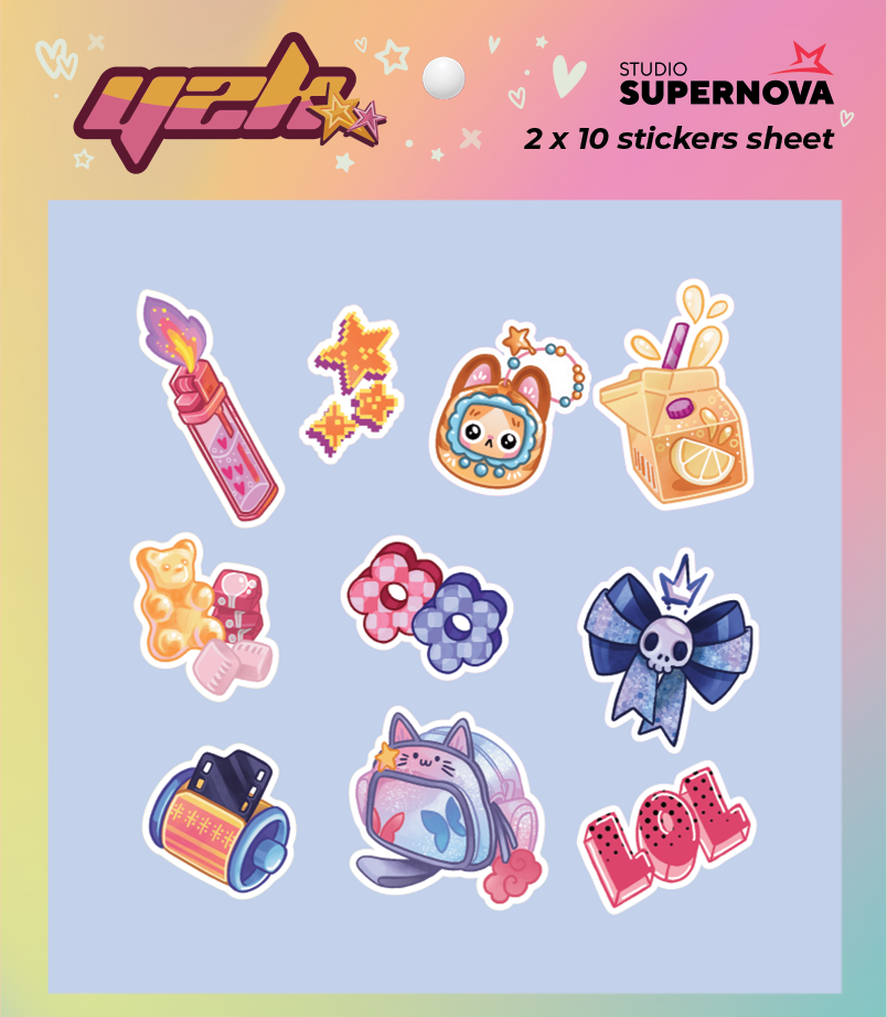 Studio Supernova Games Y2K 3 set sticker 20 pezzi vinile