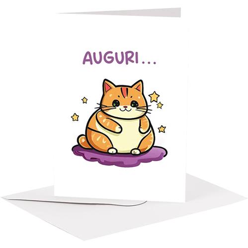 Studio Supernova BA18 Kawaii Gattone biglietto auguri con busta