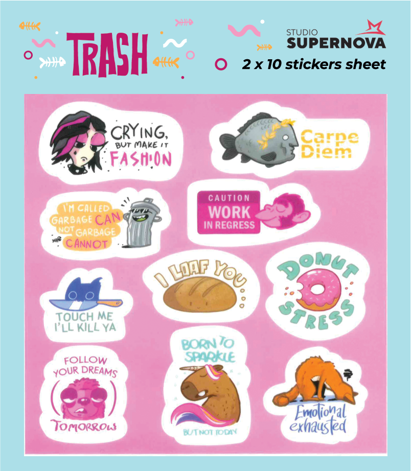 Studio Supernova Trash 1 set sticker 20 pezzi vinile