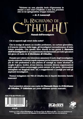 Raven Il Richiamo di Cthulhu Manuale Investigatore gioco ruolo