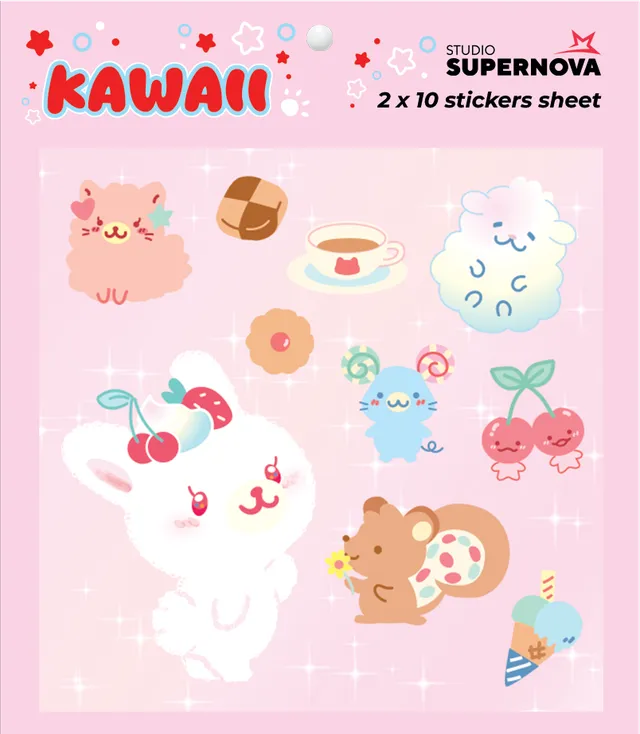 Studio Supernova Kawaii 3 set sticker 20 pz vinile