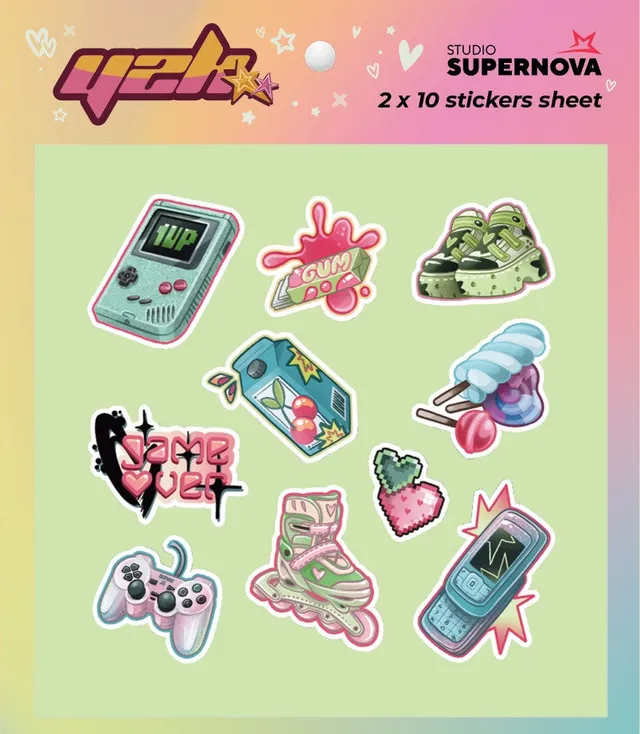 Studio Supernova Set Sticker Y2K 2 adesivi 20 pezzi vinile