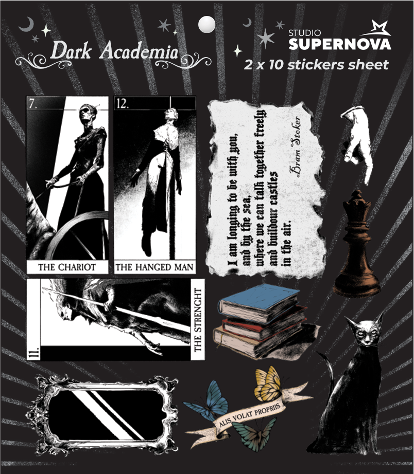 Studio Supernova Dark Academia 1 set sticker 20 pz vinile