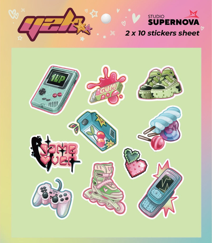 Studio Supernova Set Sticker Y2K 2 adesivi 20 pezzi vinile
