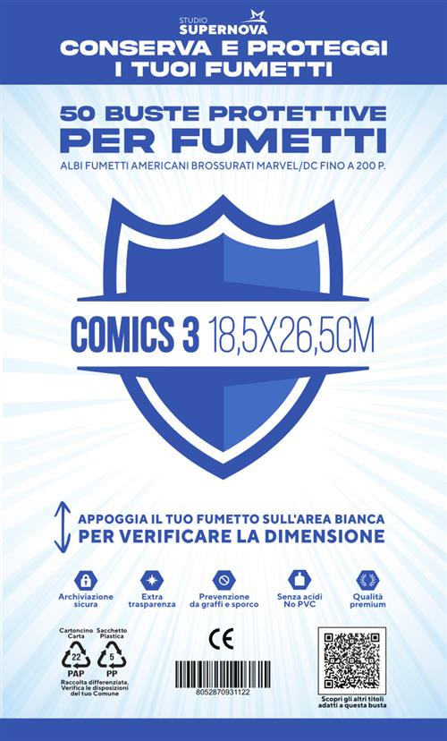 Studio Supernova Comics 3 buste protettive 18,5x26,5 50 pezzi