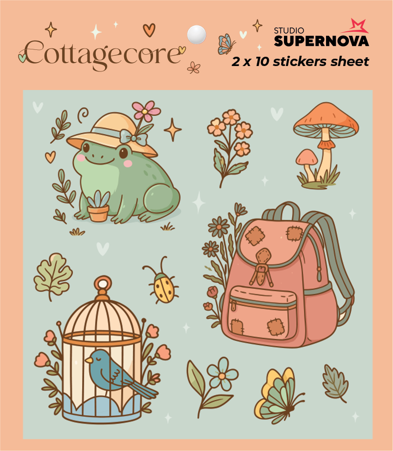 Studio Supernova Cottagecore 1 set sticker 20 pezzi vinile