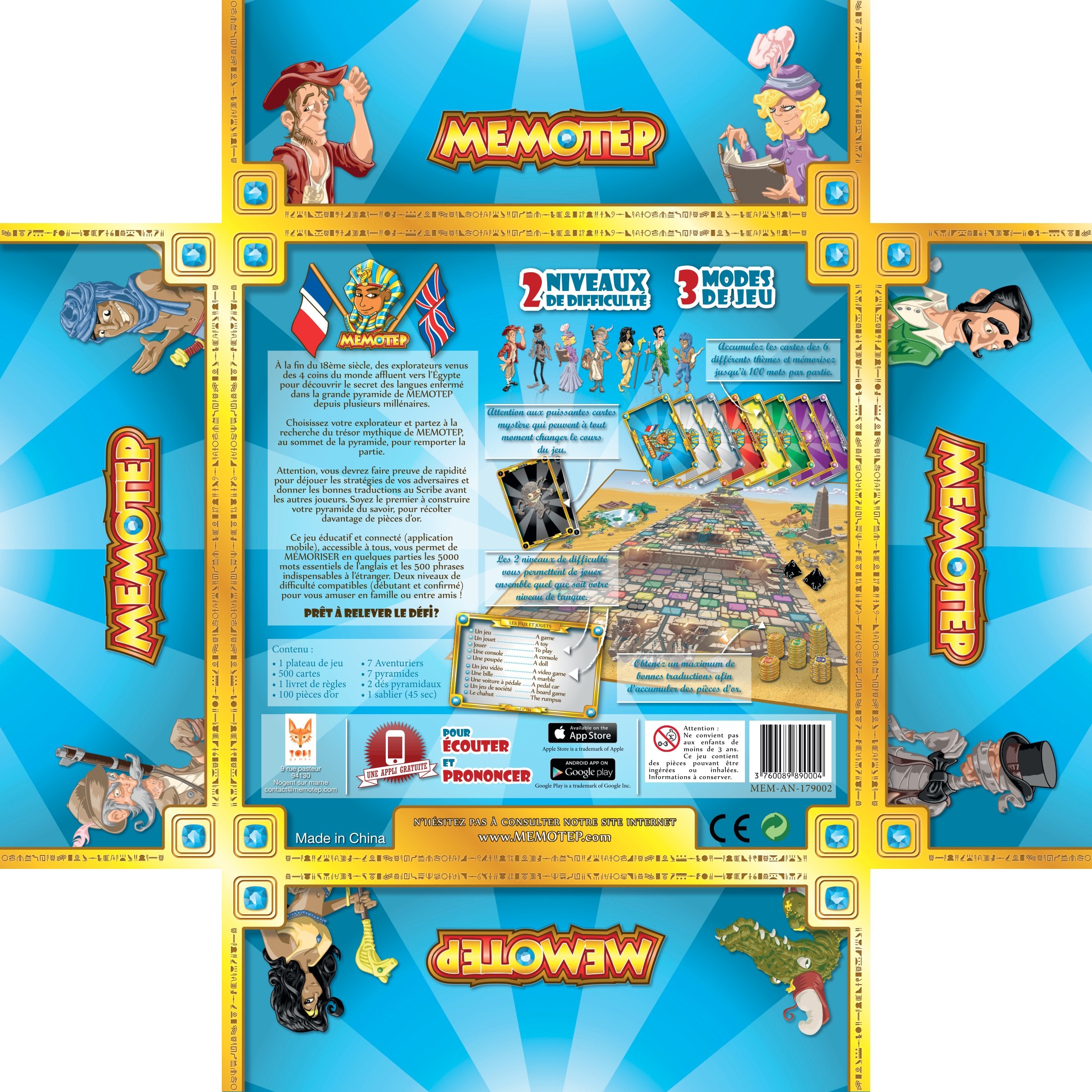 Topi Games Memotep francese inglese gioco di carte educativo