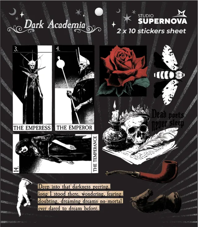 Studio Supernova Dark Academia 2 set sticker 20 pz vinile