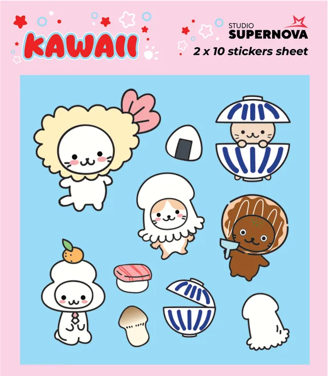 Studio Supernova Games Kawaii 1 set sticker 20 pezzi vinile