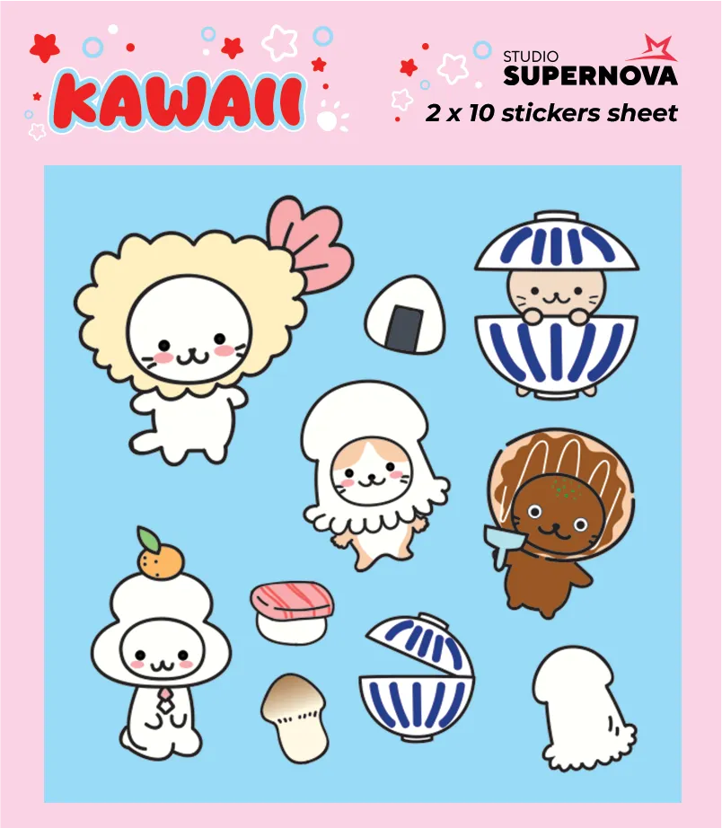 Studio Supernova Games Kawaii 1 set sticker 20 pezzi vinile