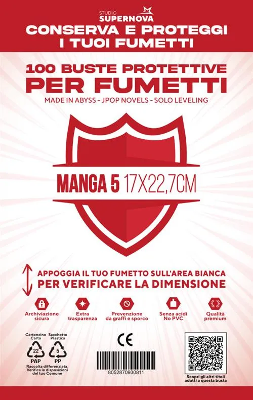 Studio Supernova Manga 5 bustine protettive 100 pezzi 17x22,7