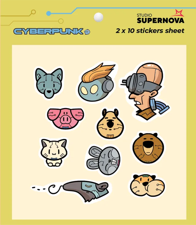 Cyberpunk 2 set sticker 20 pezzi in vinile
