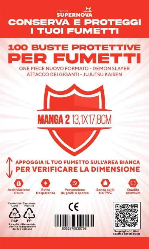 Studio Supernova Manga 2 buste protettive 100 pz 13,1x17,8