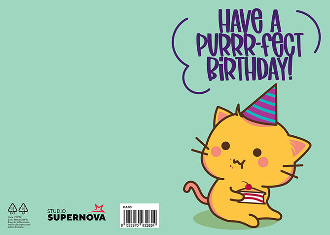 Studio Supernova BA03 Kawaii Purrr-fect biglietto auguri con busta