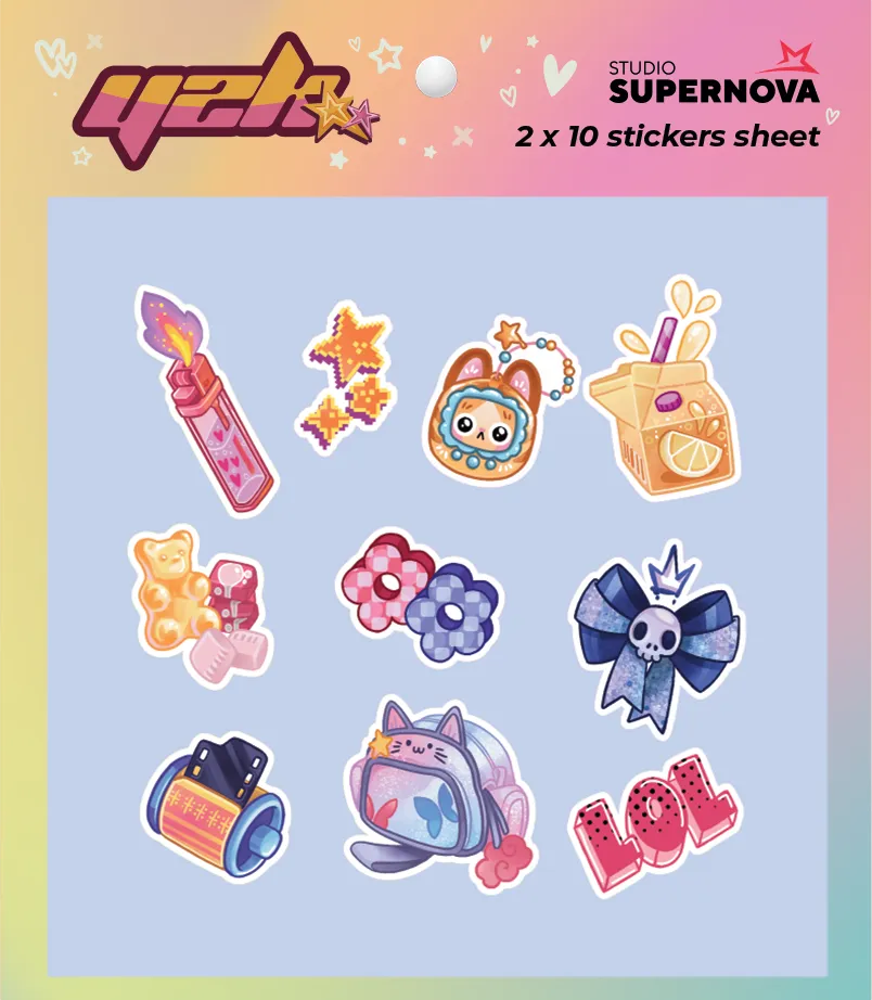 Studio Supernova Games Y2K 3 set sticker 20 pezzi vinile