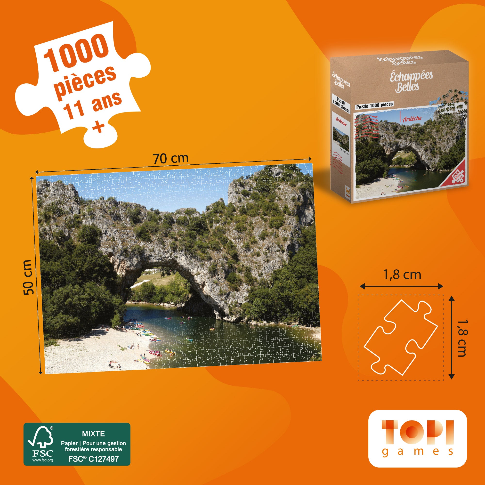 Topi Games Beautiful Escapes Ardèche puzzle 1000 pezzi paesaggio